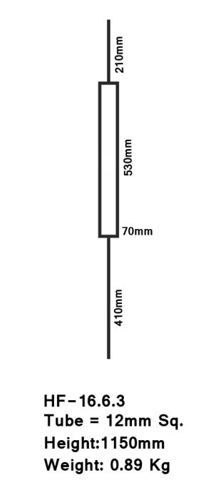 Single Rectangle Hollow Iron Baluster