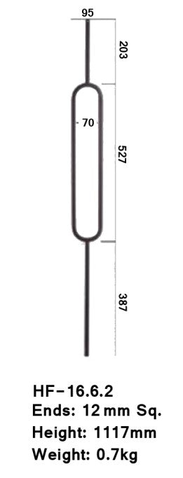 Single Oval Hollow Iron Baluster